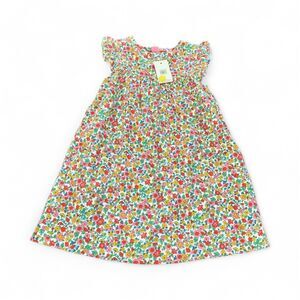 Mini Boden Ivory Vintage Floral corduroy jumper dress pocket ruffle sleeves 4-5Y